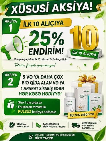 🔥 İlk 10 alıcıya 25% ENDİRİM! Tələsin! Kampaniya yalnız ilk 3 müştəri