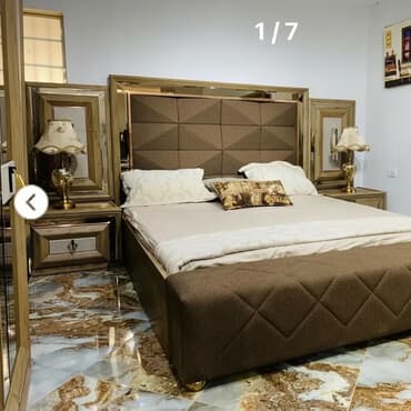 Трюмо: Двуспальная кровать, Шкаф, Трюмо, 2 тумбы, Б/у — 1