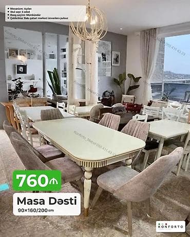 Məhsul: Masa Dəsti - Ölçü: 90×160/200 sm (açılan mexanizmlə 160 — 1
