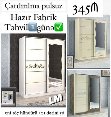 спальный шкаф купе: Yeni, Kupe, 2 qapılı Düz dolab — 1