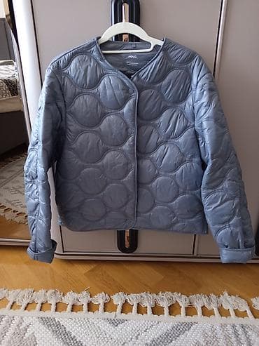 oversize jaket: MNG qadın qısa jaket - Rəng: boz-mavi (steel blue) - Model: yaxasız — 1