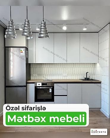 ag masa: Özəl sifarişlə mətbəx mebeli - Müasir minimal dizayn: ağ üst şkaflar — 1