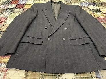 pencəy: İkiqat düyməli kişi pencəyi - Rəng: tünd kömür-boz - Naxış: incə — 5