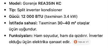 kandisoner: Gorenje REA35IN KC split inverter kondisioner - Güc: 12 000 BTU — 3