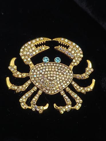 Broşlar: Yeni Qızılı xərçəng formalı broş - Material: metal əsas üzərində — 1