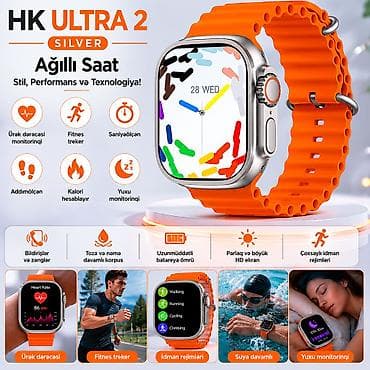 series s: Kategoriya: Smart saatlar Məhsul: Smart saat HK Ultra2 Silver Orange — 1