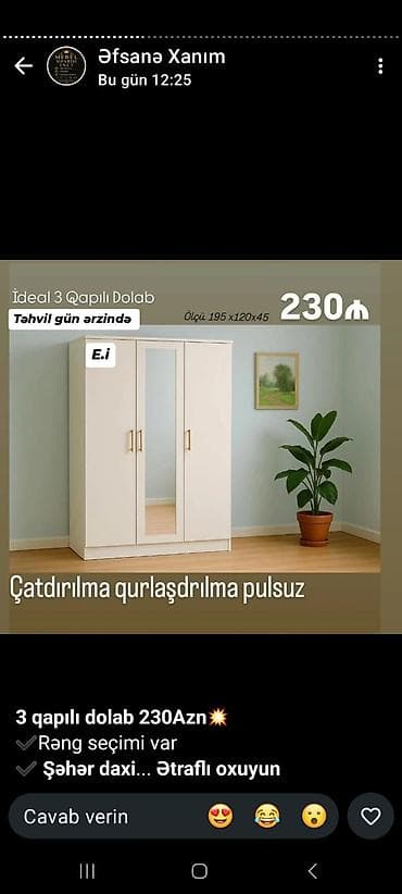 qapi demir qapi seyf qapi: İdeal 3 qapılı dolab - Ölçü: 195 x 120 x 45 sm - Dizayn: 3 qapılı — 1