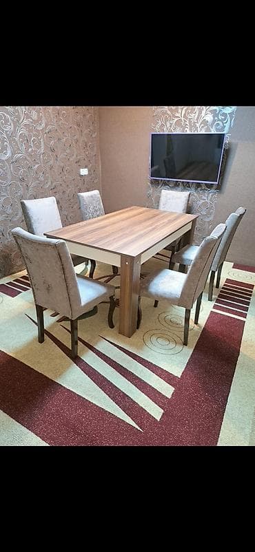 Qonaq otağı üçün, Açılmayan, Dördbucaq masa, 6 stul lalafo.az -da Qonaq otağı üçün, Açılmayan, Dördbucaq masa, 6 stul