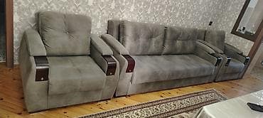 İşlənmiş, Divan, 2 kreslo, Bazalı, Açılan