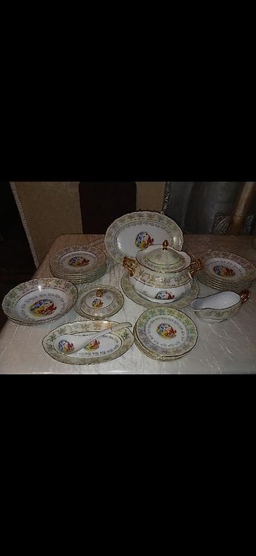 Nahar dəsti, rəng - Qızılı, Farfor, Çexiya