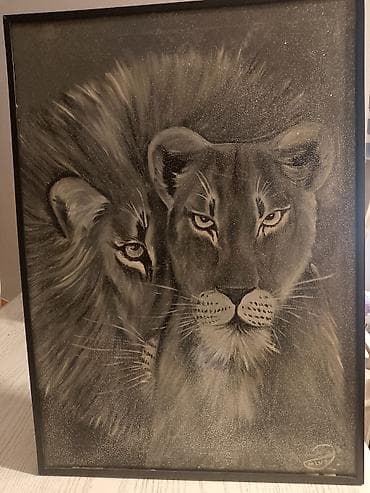 Əsər: “Şirlər cütlüyü” tablo - Texnika: kətan üzərində akril boya — 3