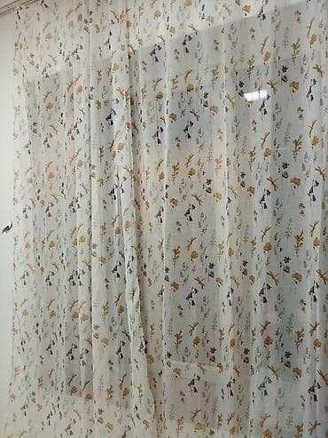 Şəffaf tül pərdə – çiçək naxışlı - Material: yüngül, hava keçirdən