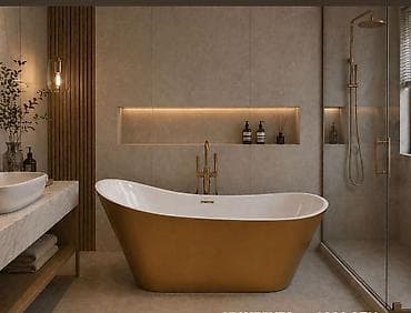 hamam krantı: Müasir fristayl (sərbəst quraşdırılan) vanna otağı komplekti - — 1