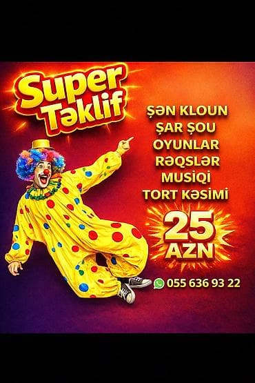 проведение детских праздников: Uşaq tədbirləri üçün peşəkar kloun və şənlik proqramı - Rəngarəng — 1