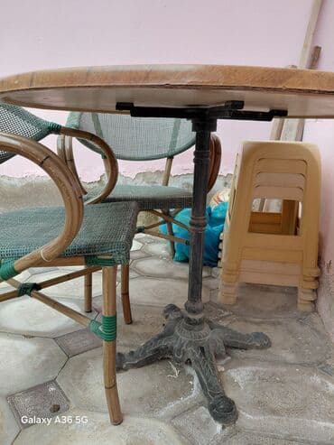 stol və stul dəstləri: Yumru masa, 4 stul, Açılmayan, Stullar ilə, Həsir toxunuşlu — 5