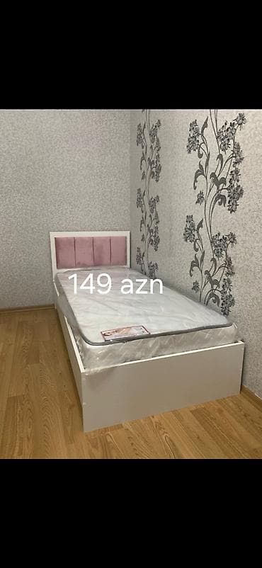 taxt dosekleri: Tək nəfərlik çarpayı – 149 AZN - Müasir dizayn: ağ və ağac rəngli — 3