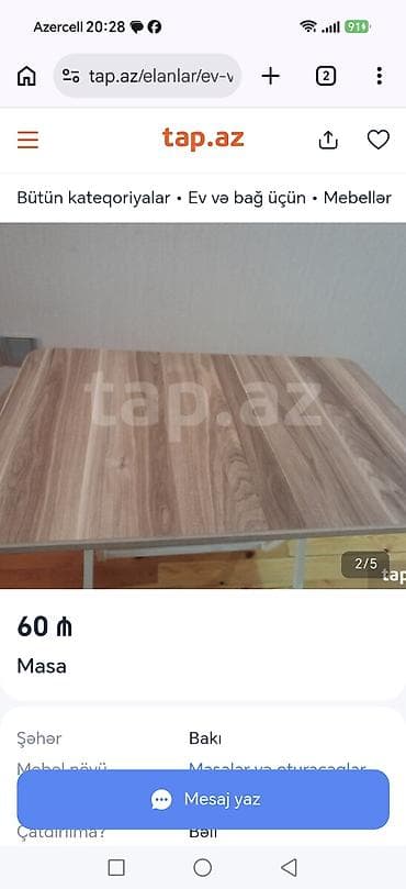 stul plastik: Yeni, Qatlanan, Taxta, Dördbucaq masa — 3