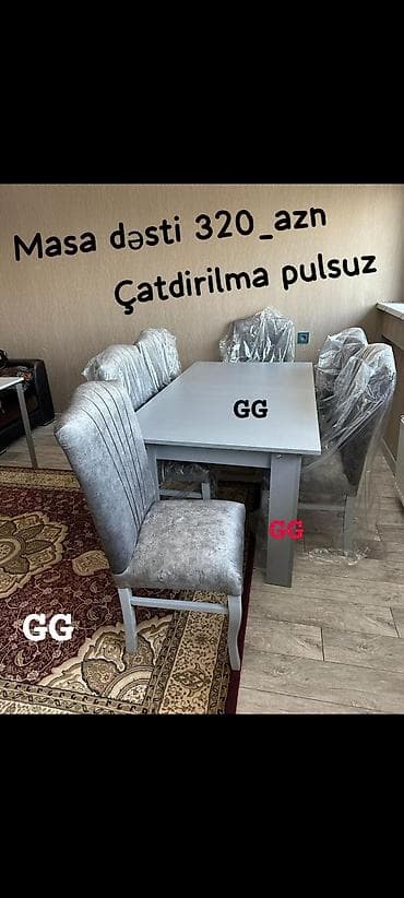 stol oturacaq: X.Yeni ve Sifarislə Masa dəsti 320_azn Olcu 170×90 Material laminat — 1