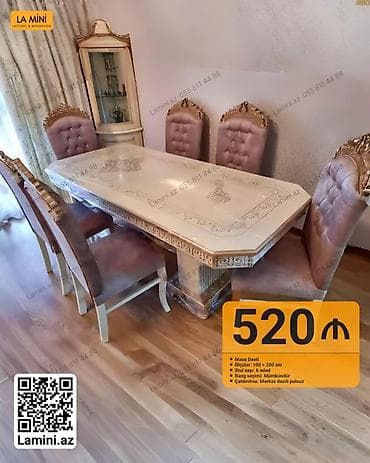 Qonaq otağı üçün, Açılmayan, Dördbucaq masa, 6 stul lalafo.az -da Qonaq otağı üçün, Açılmayan, Dördbucaq masa, 6 stul