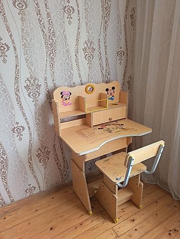 Masalar: Uşaq üçün yazı masası və stul dəsti - Material: ağac teksturasında — 2