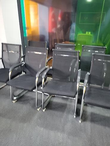 dərs stulu: Ofis ziyarətçi/kafe oturacağı – mesh arxa, parça oturacaq, xrom metal — 2