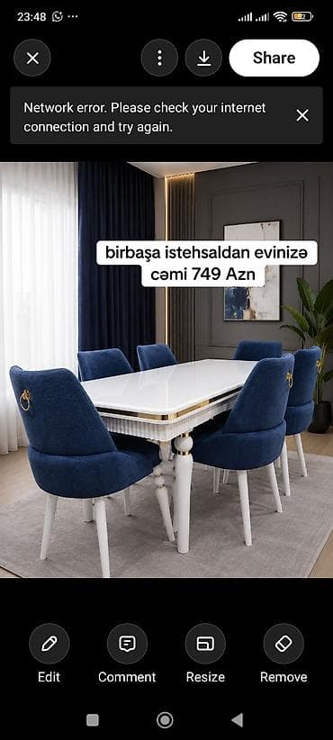 Yemək otağı dəsti – 1 masa + 6 stul - Masa: parlaq ağ səth lalafo.az -da Yemək otağı dəsti – 1 masa + 6 stul - Masa: parlaq ağ səth