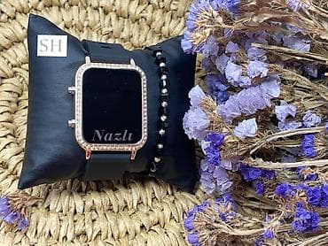 c95 smart saat: Şəxsi ad yazılı zərif smart saat dəsti - Qızılı çərçivəli, daş — 2