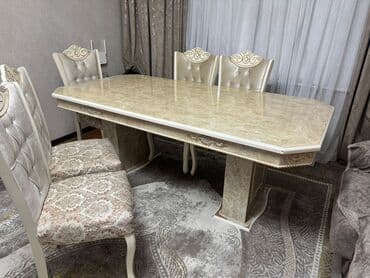 Qonaq otağı üçün, İşlənmiş, Açılmayan, Oval masa, 6 stul