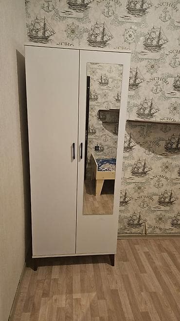 asilqan taxta: 2 qapılı, Güzgülü, Ağ, Açılan, Düz dolab — 1