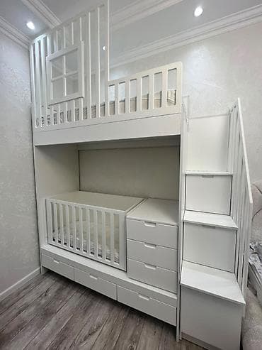 matras islenmis: Oğlan və qız üçün, İşlənmiş, Çarpayı, Matras ilə, Siyirməli, MDF — 2