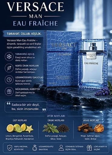 versace sepler: Versace Man Eau Fraîche – kişilər üçün Eau de Toilette 1:1 — 1