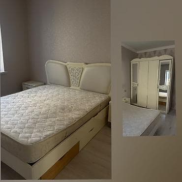 Двуспальная кровать, Шкаф, 2 тумбы, Б/у — 1