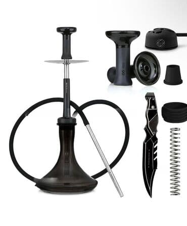 Premium nərgilə dəsti – tam komplekt Müasir dizaynlı, mat qara