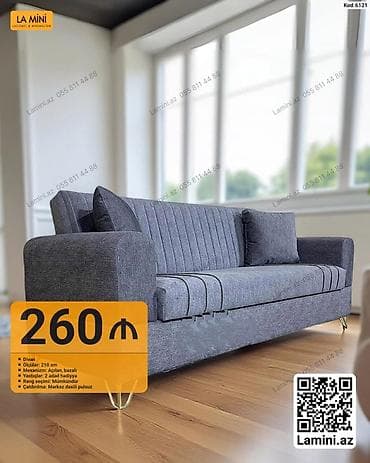 Divan – Kod: 6121 - Ölçü: 210 sm - Mexanizm: Açılan, bazalı (yataq