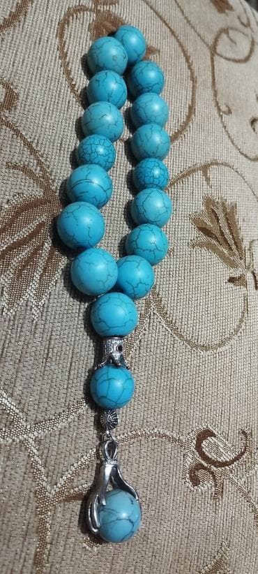 gumus tesbeh: Orginal natural təbii təsbeh Firuzə ağırdi ölçüsü 16 17 MM ola — 1