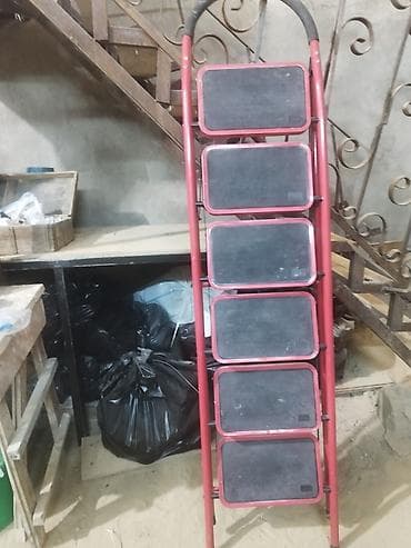 ev pilləkənləri: 5 pilləkənli qatlanan nərdivan yaxşı vəziyyətdə - Rəng: qırmızı — 2