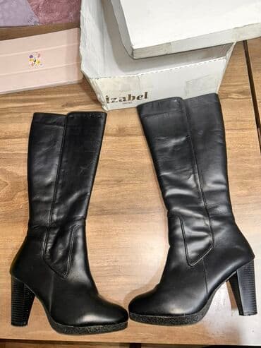 çəkməcə: Təmiz dəri Qadın uzun çəkmələr – Izabel Shoes - Rəng: qara - — 1