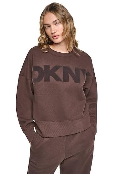 sweatshirt: DKNY qadın idman dəsti – şokolad-qəhvəyi rəngdə sweatshirt və şalvar — 3