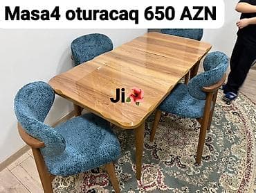 Для кухни, Новый, Раскладной, Прямоугольный стол, 4 стула — 1