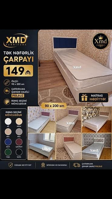 XMD Furniture – mebel seçimi 1) Tək nəfərlik çarpayı – 149 ₼ - Ölçü
