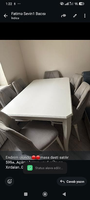 Endirim olundu 🛑🛑masa dəsti satılır 599₼. Açılmır bazası yoxdur.Ünvan