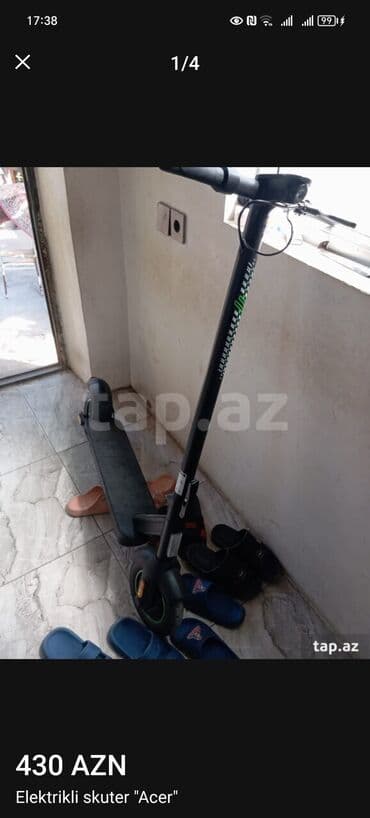 skuter almaq: Acer elektrikli skuter - Rəng: qara, yaşıl detallarla - Təkərlər: iri — 1