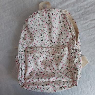 Çiçək naxışlı gündəlik bel çantası - Rəng və dizayn: Ağ əsaslı, xırda