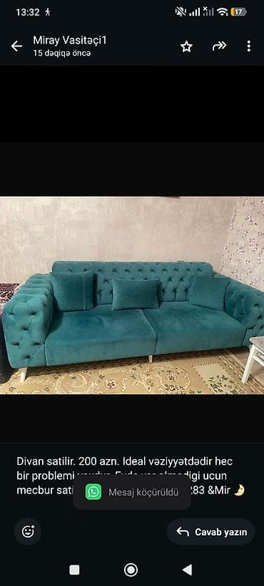 Divan satilir. 200 azn. Ideal vəziyyətdədir hec bir problemi yoxdur