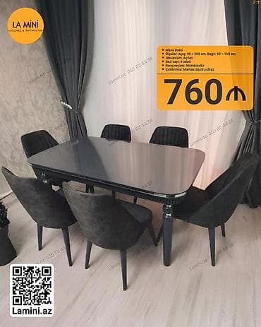 dikd: Qonaq otağı üçün, Açılan, Dördbucaq masa, 6 stul — 1