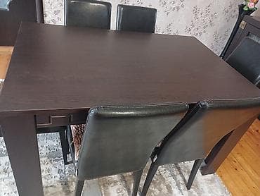matras ucuz: Qonaq otağı üçün, İşlənmiş, Açılmayan, Dördbucaq masa, 6 stul — 2