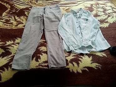 paltar kişi: Kişi geyim dəsti - Dəst: klassik üslubda açıq boz şalvar + zolaqlı — 3