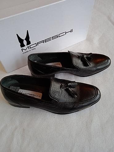 Ayaqqabılar: İtaliya "MORESCHI" firması natural dəri əl işi qara rəng 41 razmer — 1
