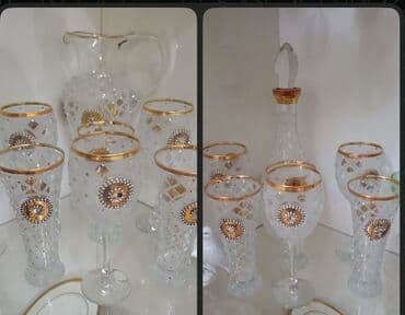 qızıl qabı: Şəffaf şüşədən hazırlanmış, qızılı haşiyələrlə bəzədilmiş büllur qab — 1