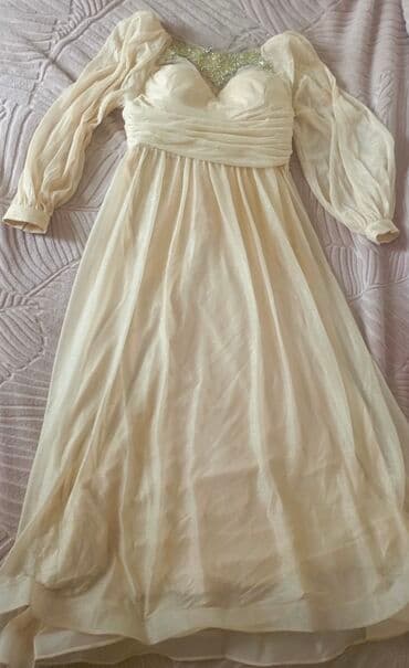 вечернее платье шифоновый: Krem rəngli, uzunqol axşam donu. Donun yuxarı hissəsi və yaxa xətti — 4